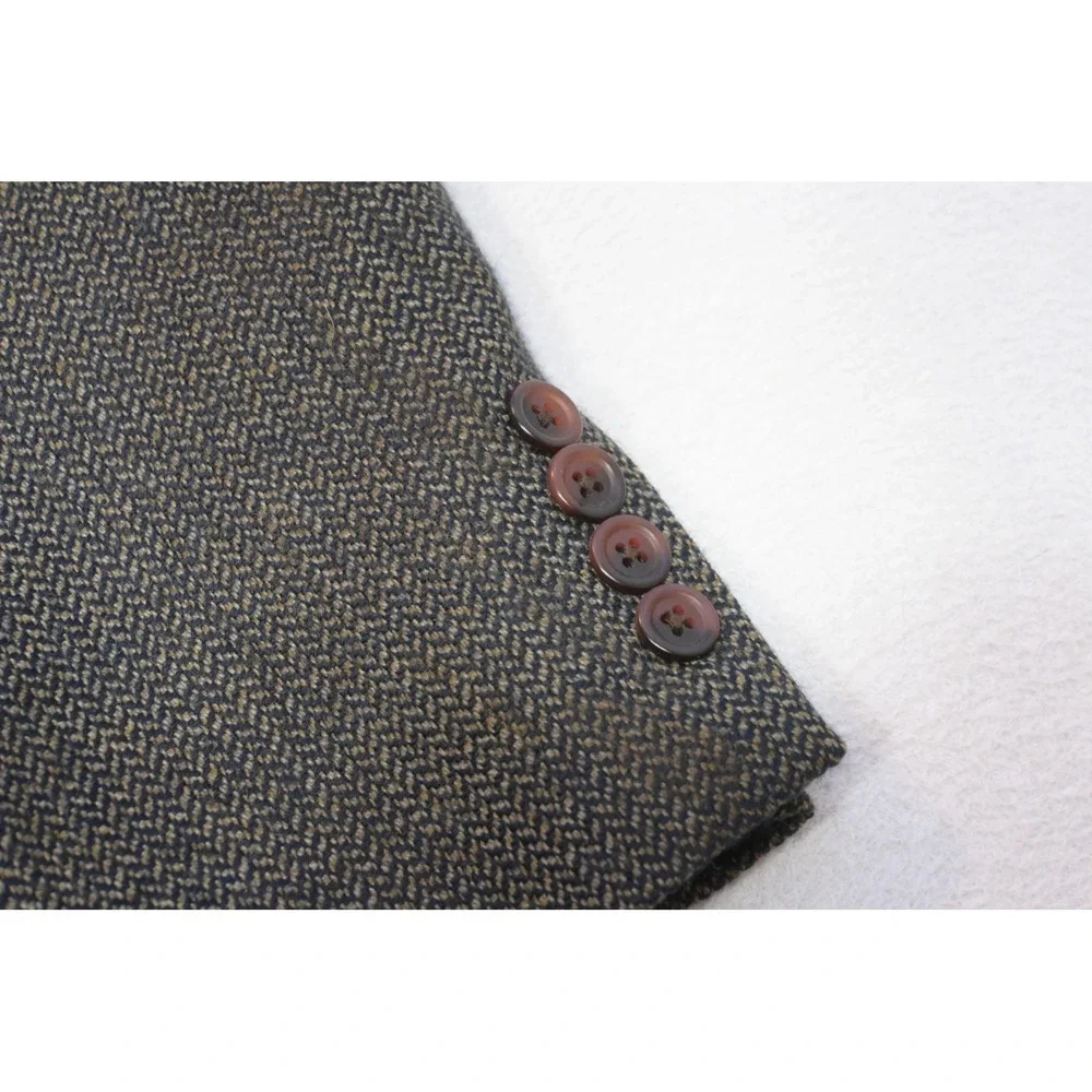 Chaps Ralph Lauren Herringbone Blazer Mens 41R Grey Brown Two Button Wool Blend